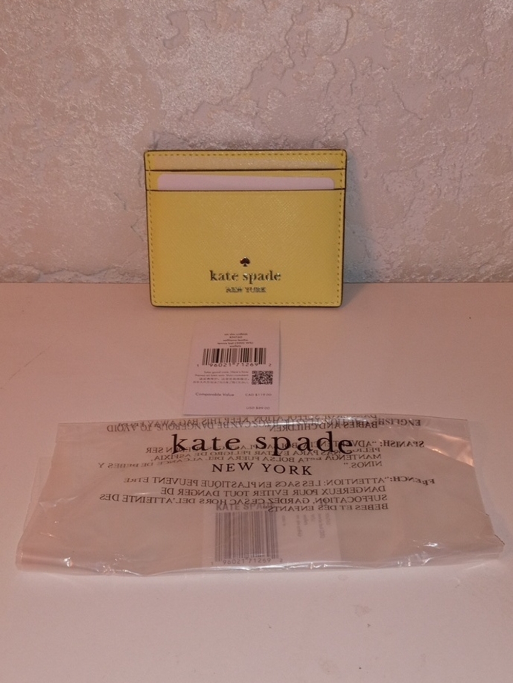kate spade Yellow Saffiano Leather Card Holder
